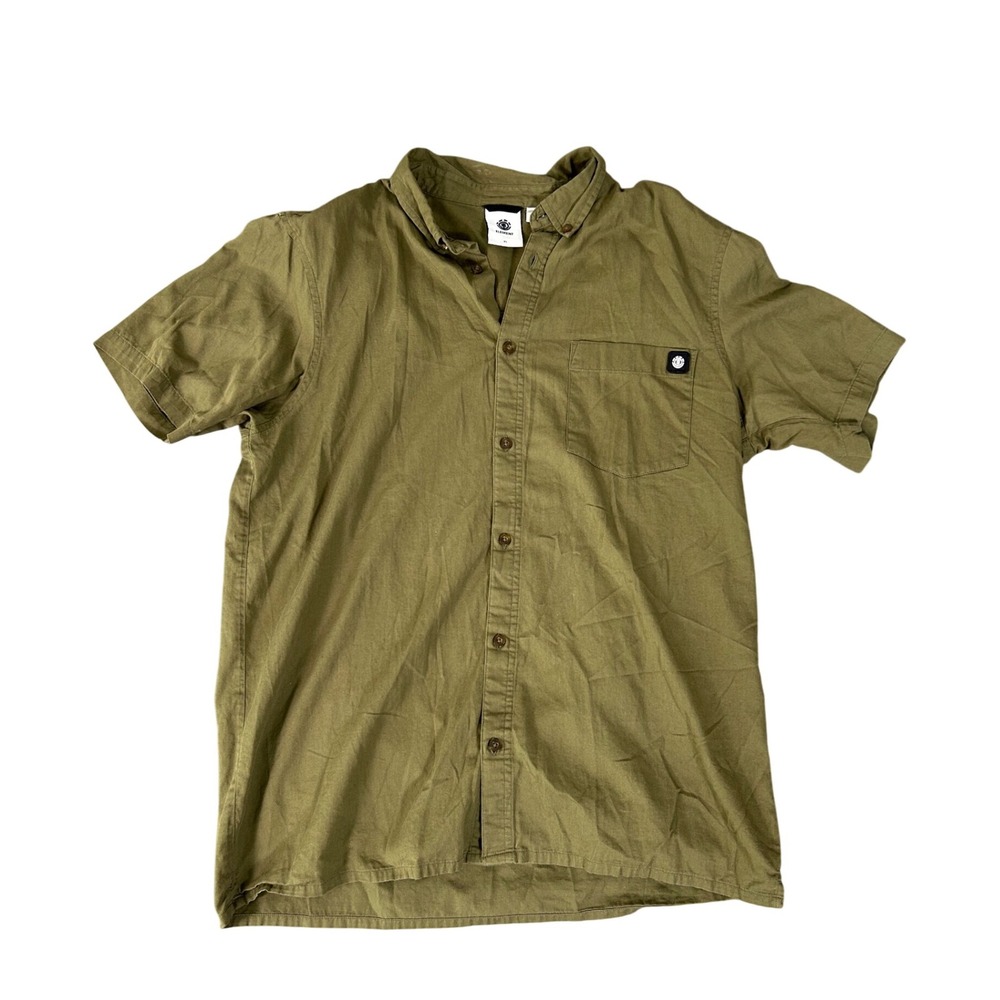 Y2K Element Mens Olive Green Short Sleeve Button Up‎ Shirt Size XL